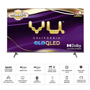 Vu GloQLED Series 4K QLED Smart Google TV | 164 Cm ( 65 Inch ) | Grey | 65GLOQLED25