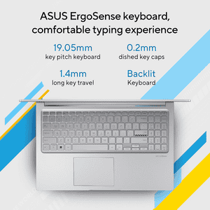 ASUS Vivobook 15 Thin and Light Laptop | Intel Core 3 | 8 GB | 512 GB | Windows 11 Home | Cool Silver | X1504VAP-IN005WS