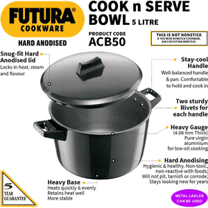 Hawkins Cook n Serve Bowl | 5 L | 23 Cm | Black | ACB50
