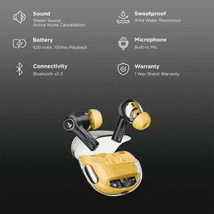 boAt Nirvana Crystl ANC TWS EarBuds | Yellow Pop