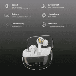 boAt Nirvana Crystl ANC TWS EarBuds | White Lustre