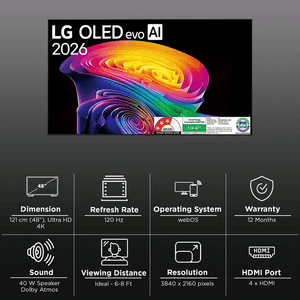 LG OLED evo AI 4K HD Smart TV | 121 Cm( 48 Inch ) | 2026 Model | Black | OLED48C6PLA