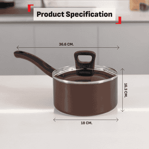 Tefal Day by Day Sauce Pan | Glass Lid | Titanium Non Stick Coating | 18 Cm