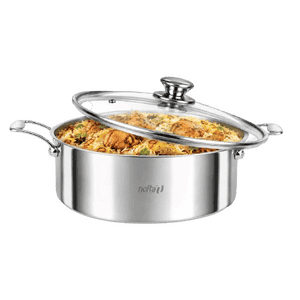 Nolta Stainless Steel Casserole Biriyani Pot | 24 Cm | Silver