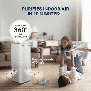 Eureka Forbes Smart 500 Surround 360 degree Air Purifier | WiFi Enabled | Sleep Mode | White