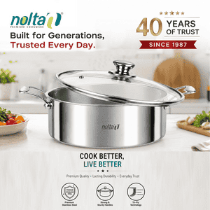 Nolta Stainless Steel Casserole Biriyani Pot | 24 Cm | Silver