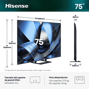 Hisense 4K Ultra HD Mini LED TV | 189 Cm ( 75 Inch ) | 75U7SE