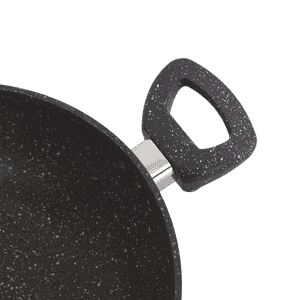 Royalford Smart Granite Wok Pan | Glass Lid | 26 Cm | Grey | RF11966