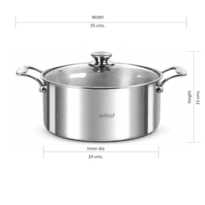 Nolta Stainless Steel Casserole Biriyani Pot | 24 Cm | Silver