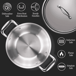 Milton Pro Cook Triply Kadai with Lid | Stainless Steel | 28 Cm