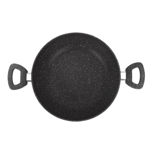 Royalford Smart Granite Wok Pan | Glass Lid | 26 Cm | Grey | RF11966