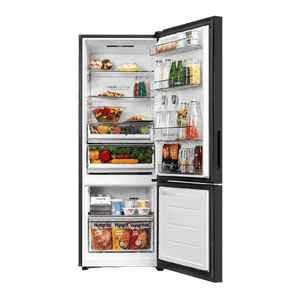 Haier Frost Free Double Door Refrigerator | 325 L | 2 Star | Black White Glass | HRB-3752KWGA-P
