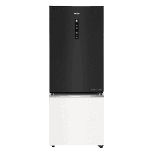 Haier Frost Free Double Door Refrigerator | 325 L | 2 Star | Black White Glass | HRB-3752KWGA-P