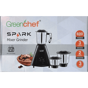 Greenchef Spark Mixer Grinder | 600 W | 3 Jars | Black