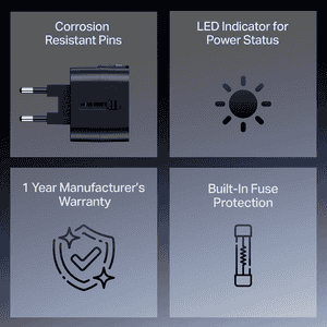 boAt C10 5 in 1 Universal Travel Adapter | Carbon Black