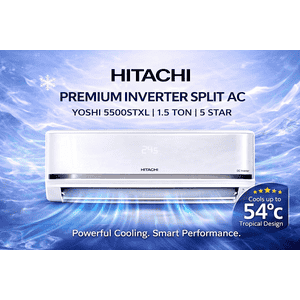 Hitachi Inverter Split AC | 1.5 Ton | 5 Star | White | Yoshi 5500STXL | RAS V518PCDIST
