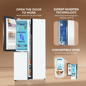 Haier Frost Free Side by Side Refrigerator | 598 L | 3 Star | Pearl White Glass | HRT-683PWGU1