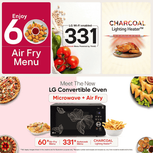 LG Convertible Microwave Oven with Air Fry | Charcoal Lighting Heater | 28 L | Black | MJEN286UGWF