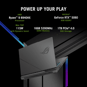 ASUS ROG Strix G16 Gaming Laptop | AMD Ryzen 9 8940HX | 16 GB | 1 TB | Windows 11 Home | Eclipse Gray | G614PM-TS219WS