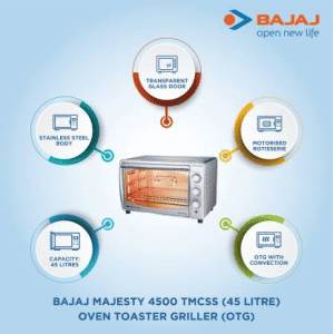 Bajaj Majesty Oven Toaster Grill | 45 L | 4500 TMCSS | 420062 OTG 4500