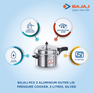 BAJAJ PCX 3 3 L Induction Bottom Pressure Cooker | Aluminium