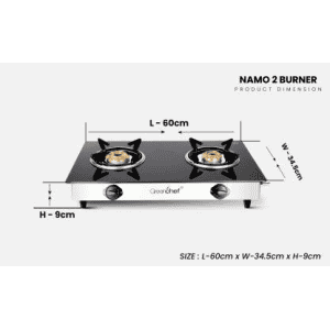 Greenchef NAMO Series Glass Manual Gas Stove | 2 Burners