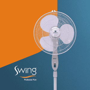 HAVELLS Swing Pedestal Fan | 400 mm | 3 Blade | White