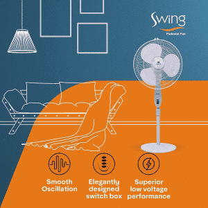 HAVELLS Swing Pedestal Fan | 400 mm | 3 Blade | White