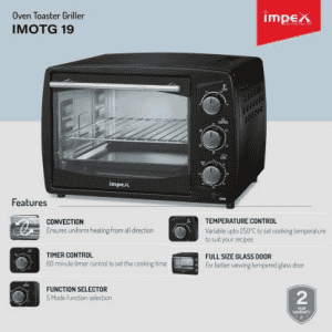 IMPEX IMOTG 19 Convection Oven Toaster Grill | 19-Litre | Black