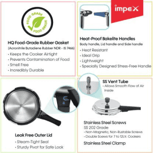 IMPEX ECO Induction Bottom Pressure Cooker | 5 L | Aluminium