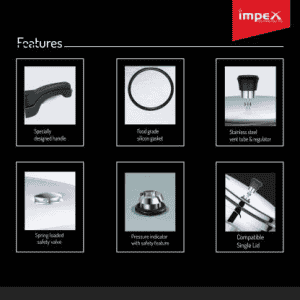 IMPEX EP 5 5 L Induction Bottom Pressure Cooker | Stainless Steel