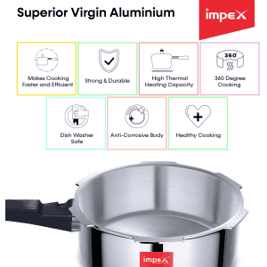Impex ECO 3 Litre Induction Base Aluminium Pressure Cooker With Outer Lid