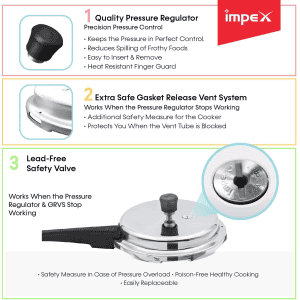 Impex ECO 3 Litre Induction Base Aluminium Pressure Cooker With Outer Lid