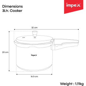 Impex ECO 3 Litre Induction Base Aluminium Pressure Cooker With Outer Lid