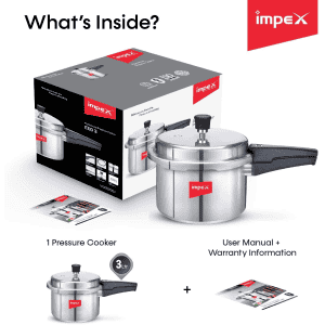 Impex ECO 3 Litre Induction Base Aluminium Pressure Cooker With Outer Lid