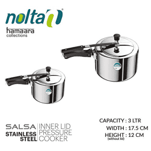 Nolta Stainless Steel Inner Lid Pressure Cooker | Salsa | 3 Ltr | Silver