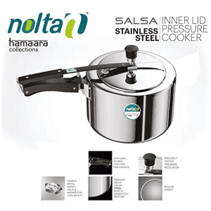 Nolta Stainless Steel Inner Lid Pressure Cooker | Salsa | 3 Ltr | Silver