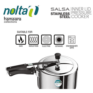 Nolta Stainless Steel Inner Lid Pressure Cooker | Salsa | 3 Ltr | Silver