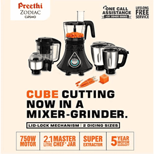 Preethi Zodiac Cosmo MG 236 750 Juicer Mixer Grinder | 5 Jars | Black
