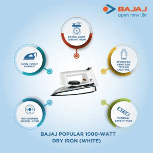 Bajaj Popular Dry Iron | 1000 W | White | 440213