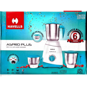 HAVELLS 500W 3 Jar Limited edition Mixer grinder Aspro Plus 500 Mixer Grinder | White, Blue