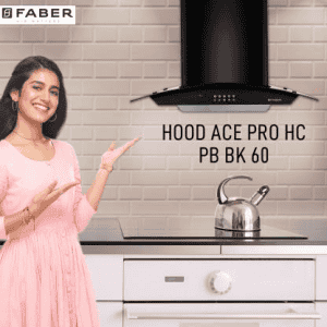 Faber Hood Ace Pro HC PB BK 60 Auto Clean Wall Mounted Chimney 1100 CMH | Black