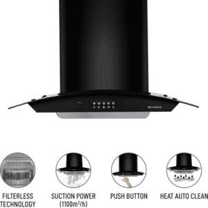 Faber Hood Ace Pro HC PB BK 60 Auto Clean Wall Mounted Chimney 1100 CMH | Black