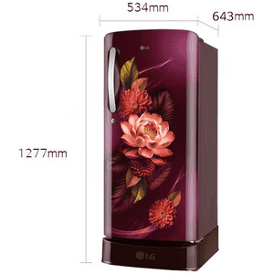 LG Direct Cool Single Door Refrigerator with Base Drawer | 185 L | 5 Star | Red Water lily | GLD1956ZARW