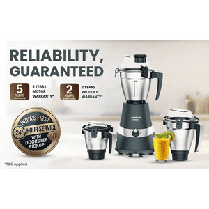 Havells Denso Plus Mixer Grinder | 1000 W | 3 Jar | Green and Silver