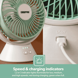 Geepas 6" Rechargeable LED Fan | Multicolour | GF21242ID