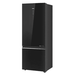 Haier Frost Free Double Door Bottom Mount Convertible Refrigerator | 355 L |  2 Star | Black Glass |  HRB-4052PKGA-P