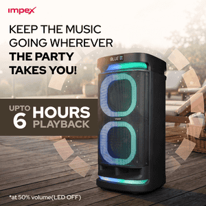 Impex RollingStorm Party Speaker | 200W | Dual Rechargeable Wireless Karaoke Mics | Black | TR55