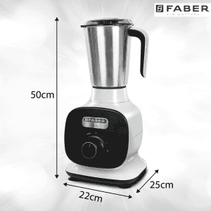 Faber 800W Mixer Grinder with 3 Stainless Steel Jar FMG Candy 800 3J BW | White