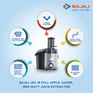 Bajaj JEX 16 800-Watt Juicer | Black